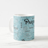 Parijs | Blauwe Damask Koffiemok (Voorkant links)