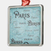 Parijs | Blauwe Damask Metalen Ornament (Links)