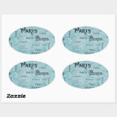 Parijs | Blauwe Damask Ovale Sticker (Vel)
