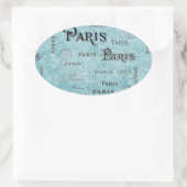 Parijs | Blauwe Damask Ovale Sticker (Tas)
