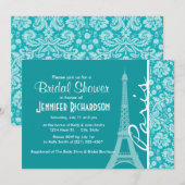 Parijs; Blauwgroen Damaskpatroon Kaart (Voorkant / Achterkant)