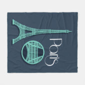 Parijs Blauwgroen Fleece Deken (Voorkant (Horizontaal))