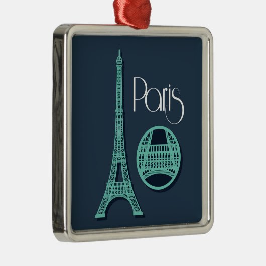 Parijs Blauwgroen Metalen Ornament (Rechts)