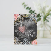 Parijs Bling Glamour Glitters Frankrijk Datum Besp Aankondigingskaart (Staand voorkant)