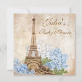 Parijs  Blue Hydrangea Baby shower Kaart (Voorkant)