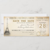 Parijs boarding pass tickets voor de datum opslaan save the date (Voorkant)