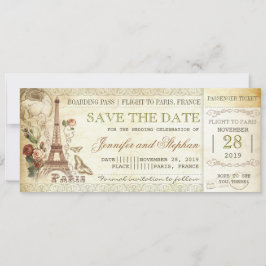 Parijs boarding pass tickets voor de datum opslaan save the date