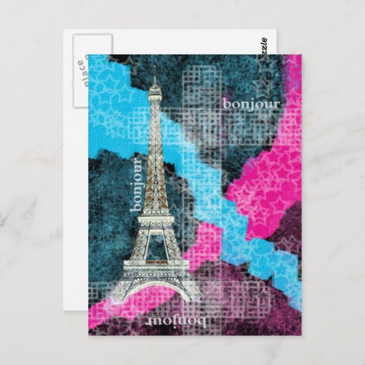 Parijs Bonjour Briefkaart (Voorkant / Achterkant)