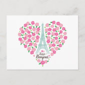 Parijs Bonjour | Floral Heart Briefkaart (Voorkant)