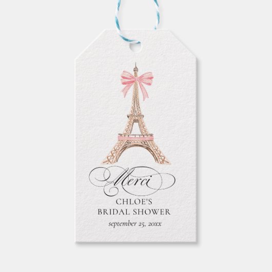 Parijs Boog Eiffeltoren Dank BRUIDSSCHATTENFEEST Cadeaulabel (Voorkant)
