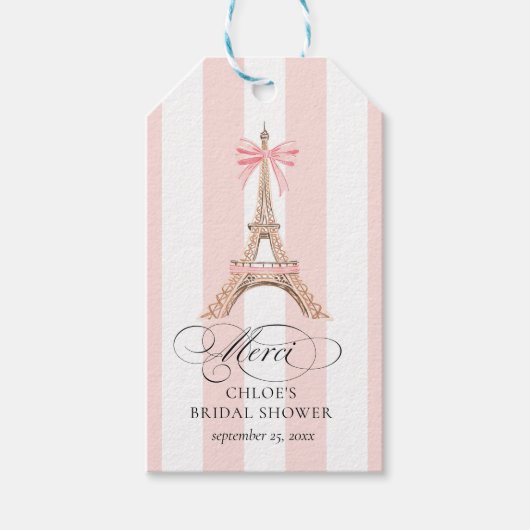 Parijs Boog Eiffeltoren Dank BRUIDSSCHOUDEN Cadeaulabel (Voorkant)