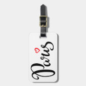 Parijs borstel met hart bagagelabel (Voorkant verticaal)
