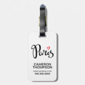 Parijs borstel met hart bagagelabel (Achterkant verticaal)