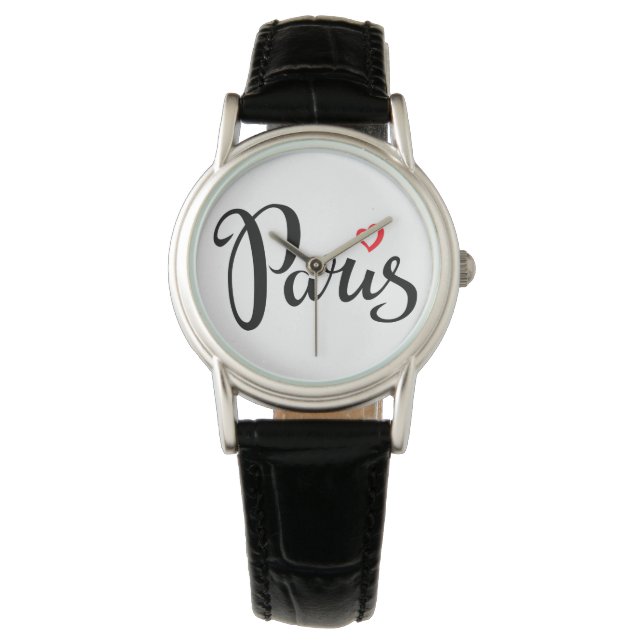 Parijs borstel met hart horloge (Voorkant)