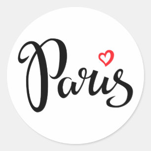Parijs borstel met hart ronde sticker