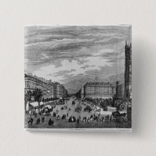 Parijs, Boulevard de Sebastopol Vierkante Button 5,1 Cm (Voorkant)