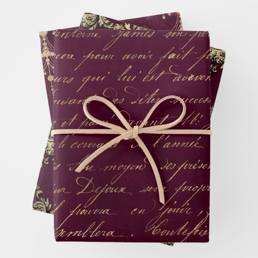  Parijs Bourgogne en goud Inpakpapier Vel (In situ)