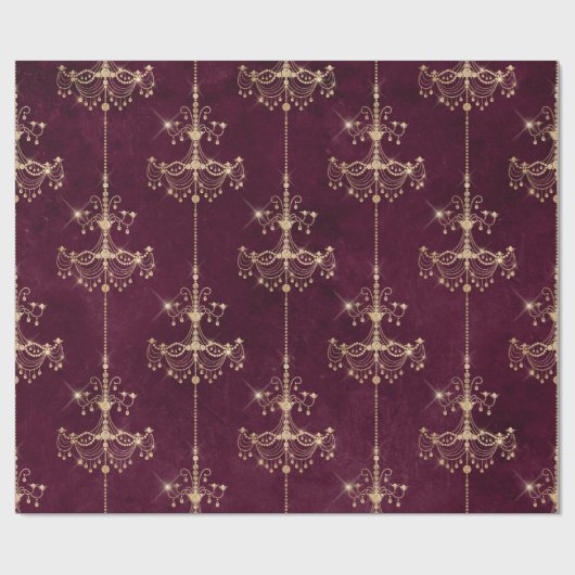  Parijs Bourgondië en gouden kroonluchter patroon Cadeaupapier (Vlak)
