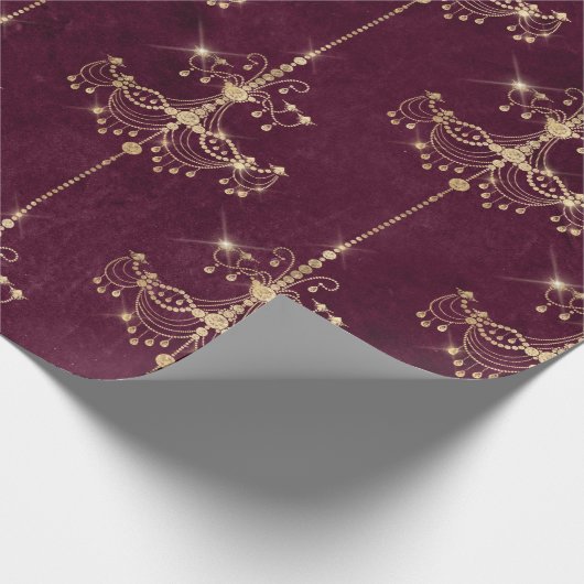  Parijs Bourgondië en gouden kroonluchter patroon Cadeaupapier (Hoek)