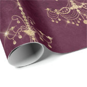 Parijs Bourgondië en gouden kroonluchter patroon Cadeaupapier (Rol Hoek)