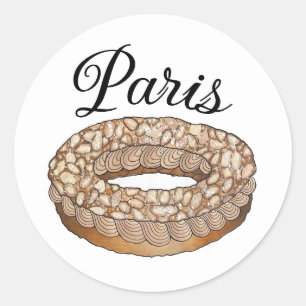 Parijs Brest Choux gebak Franse patisserie Frankri Ronde Sticker
