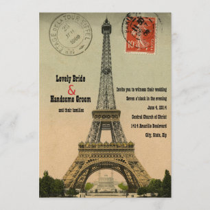 Parijs Briefkaart Eiffel Tower Wedding Invite