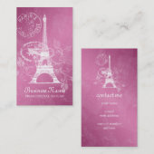  Parijs Briefkaart Roze Visitekaartje (Voorkant / Achterkant)
