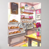 Parijs Broodje Croissant Broodje Keukenprint Ontbi Poster (Voorkant)