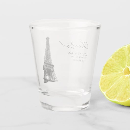 Parijs bruiloft gunst Eiffeltoren Modern Shot Glas (Achterkant)