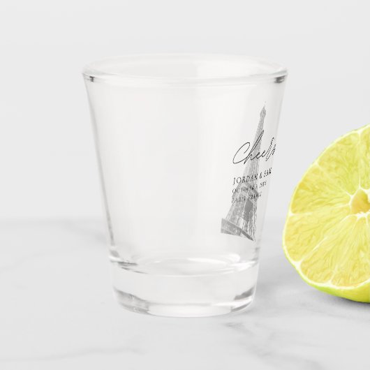 Parijs bruiloft gunst Eiffeltoren Modern Shot Glas (Links)