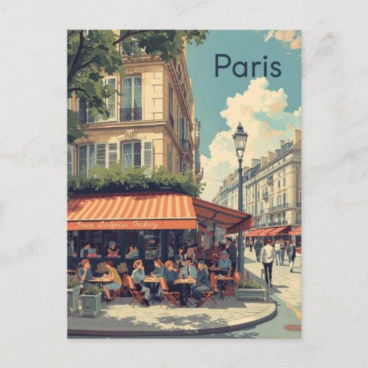 Parijs Café Briefkaart (Voorkant)