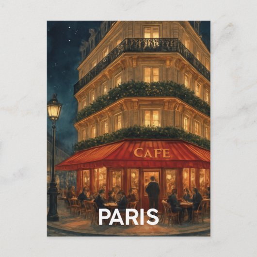 Parijs Café Briefkaart (Voorkant)