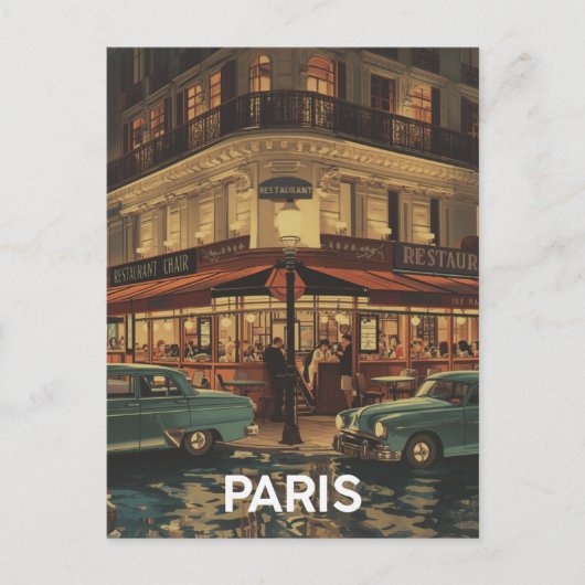 Parijs Café Briefkaart (Voorkant)