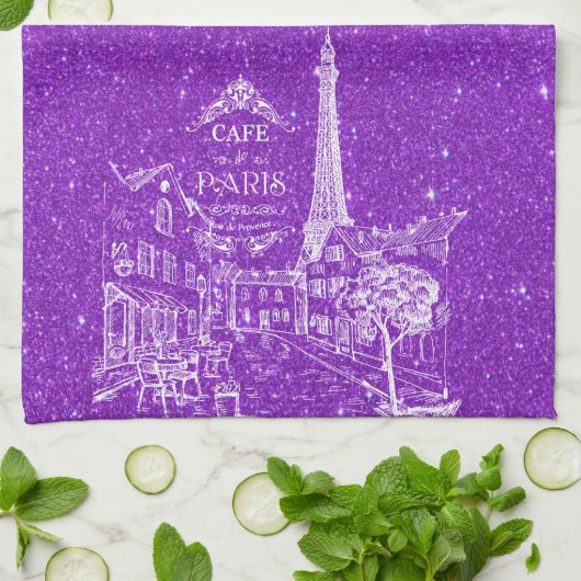 Parijs cafe glitter theedoek (Gevouwen)