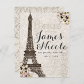 Parijs Chic Elegant Eiffeltoren Save the Date Aankondigingskaart (Voorkant / Achterkant)