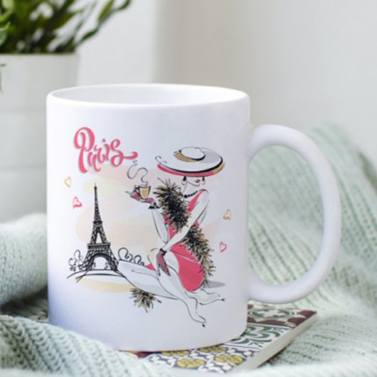 Parijs chique moderne modieuze vrouw koffiemok