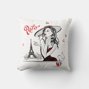 Parijs & Coffee, rood Kussen
