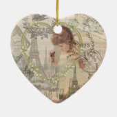 Parijs Collage Keramisch Ornament (Achterkant)