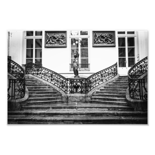 Parijs Courtyard en Stairs — zwart en wit Foto Afdruk (Voorkant)