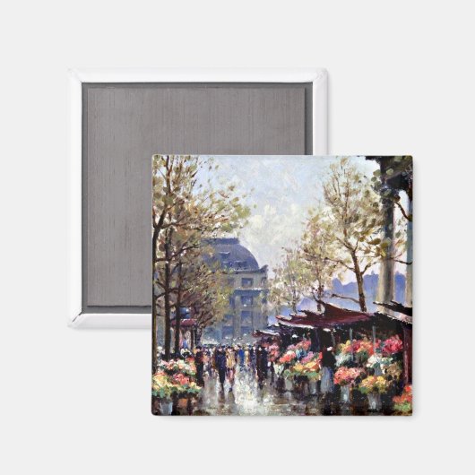 Parijs, de Bloemmarkt van La Madeleine Magneet (Voorkant / Achterkant)