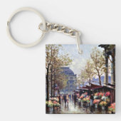 Parijs, de Bloemmarkt van La Madeleine Sleutelhanger (Voorkant)