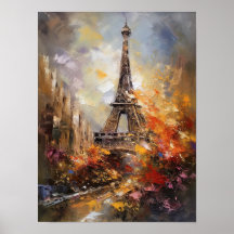 Parijs De Eiffeltoren Abstracte Olie Schilderij