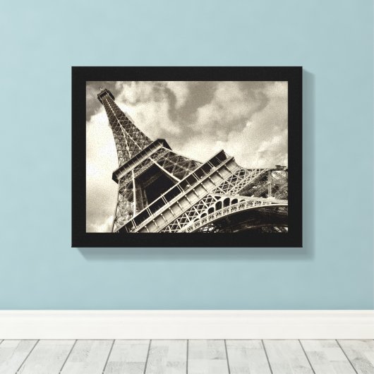 Parijs, de Eiffeltoren - omwikkeld canvas (Insitu (Houten vloer))