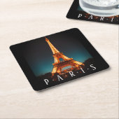 Parijs, de Eiffeltoren 's nachts, vs 2 Kartonnen Onderzetters (Schuin)