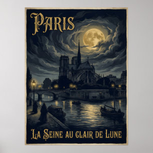 Parijs De Seine Bij Klaarlichte Maan Gothische Rei Poster
