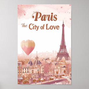 Parijs de stad van de liefde Art Travel Illustrati Poster