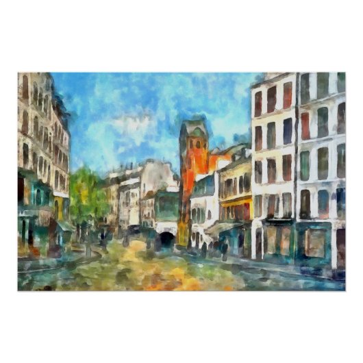 Parijs, de straat van de Abbesses Perfect Poster (Voorkant)