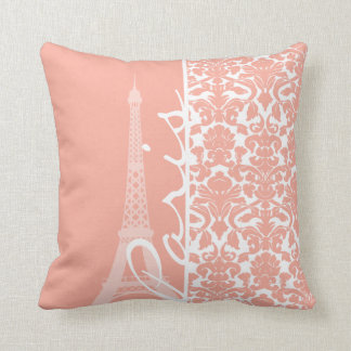Parijs; Deep Peach Damask Kussen