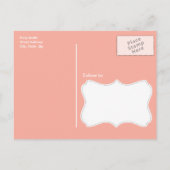 Parijs; Deep Peach Damask Uitnodiging Briefkaart (Achterkant)