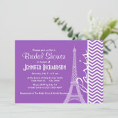 Parijs; diep Lila Chevron Stripes Kaart (Staand voorkant)